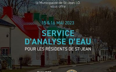 Service d’analyse d’eau offert pour les résidents de St-Jean, le 15 et 16 mai 2023